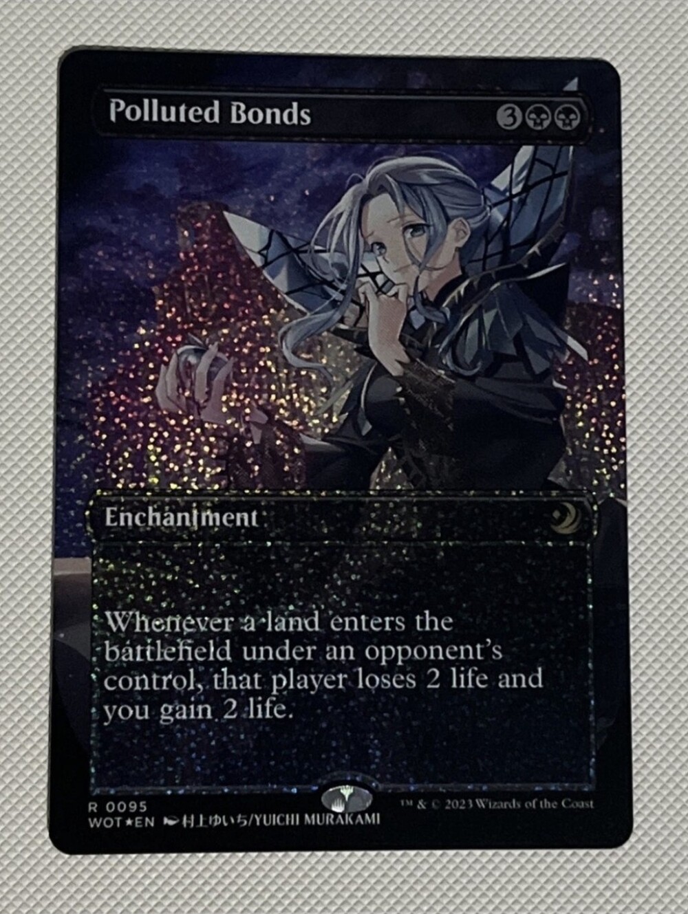 Polluted Bonds Anime Borderless Confetti Foil NM Wilds of Eldraine Unplayed